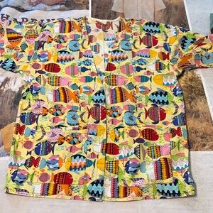 Colorful long sleeve scrub top